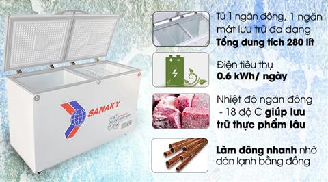 Đặc điểm nổi bật của Tủ đông 2 chế độ Sanaky VH-285W2